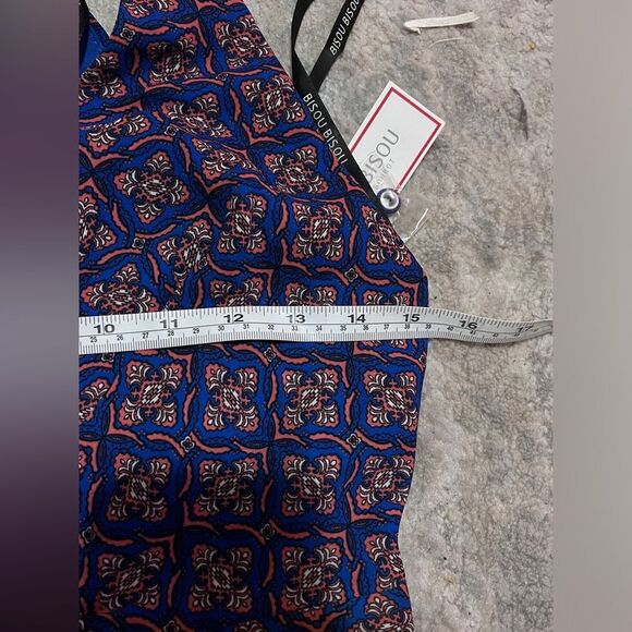 NWT Bisou Bisou V Neck Halter Romper Royal Coral Full lined Size 2 - Picture 6 of 8